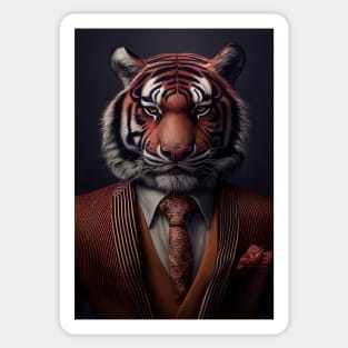 Adorable Tiger Wearing a Suit: Cute Wildlife Animals Sticker